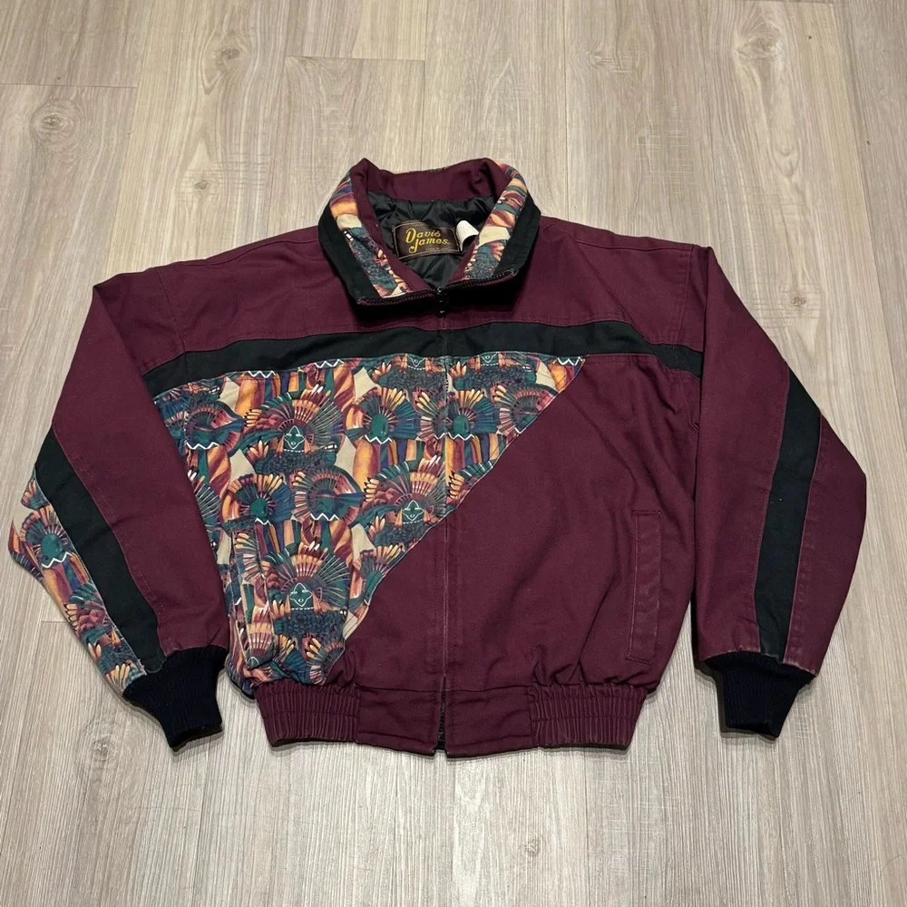 [Fragment×Ameri VINTAGE] Blouson Aztec 90's Vintage Mens Bomber Jacket by Davis James Made in USA